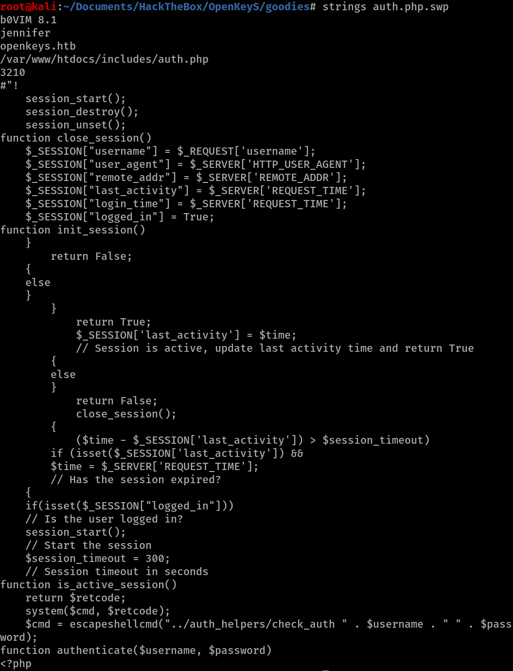 Image of auth file strings