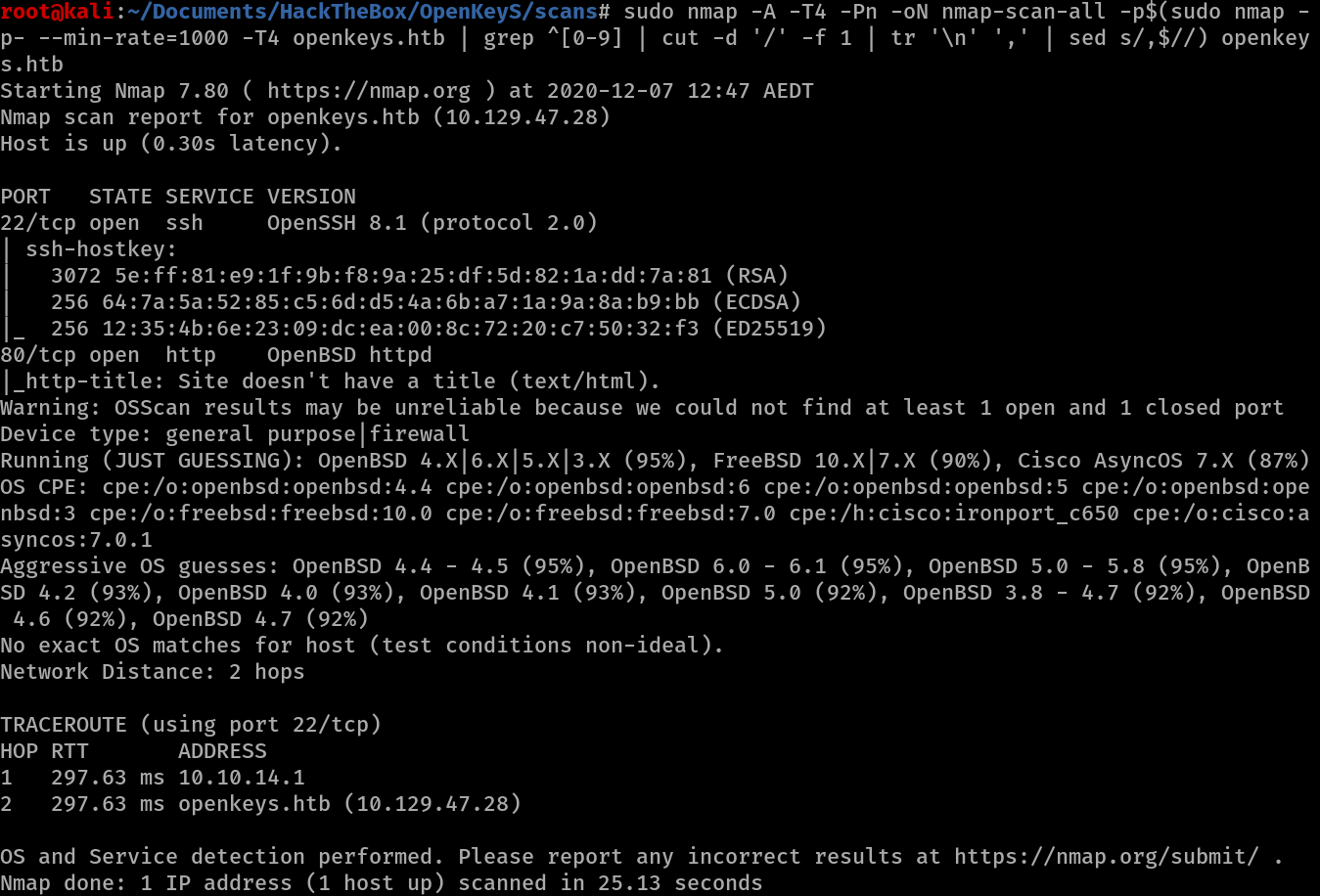 Image of nmap results