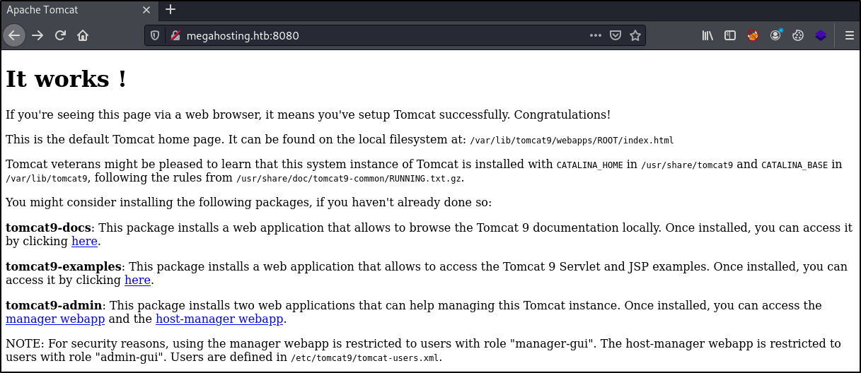 Image of tomcat homepage